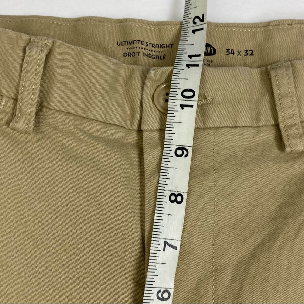 Old Navy Pants Mens 34x32 (34X31) Tan Khaki Ultimate Straight Chino Stretch - Picture 14 of 14